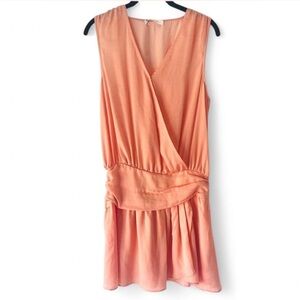 Peach Polka Dot Drop-Waist Mini Dress